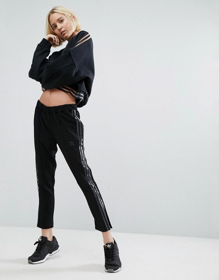 Adidas Paris Black Cigarette Pants With Sheer Side Panels - Black
