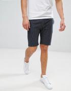 Asos Skinny Shorts With Pinstripe In Navy - Navy