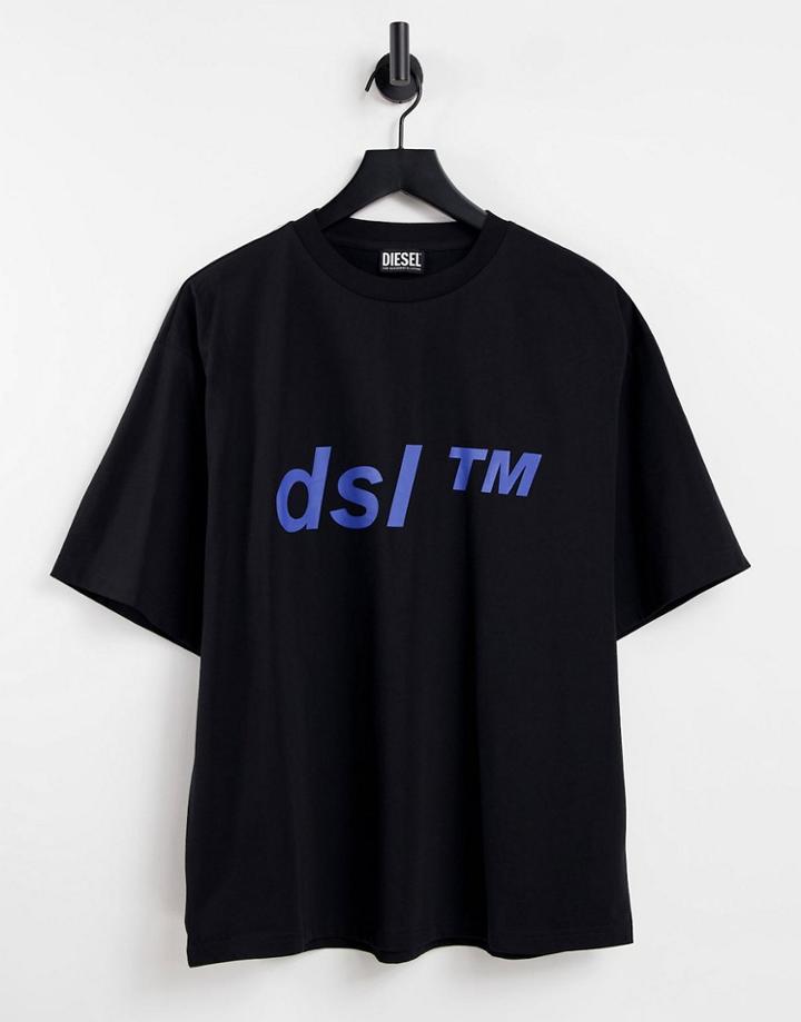 Diesel T-balm Dsl Logo Oversized T-shirt In Black