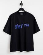 Diesel T-balm Dsl Logo Oversized T-shirt In Black
