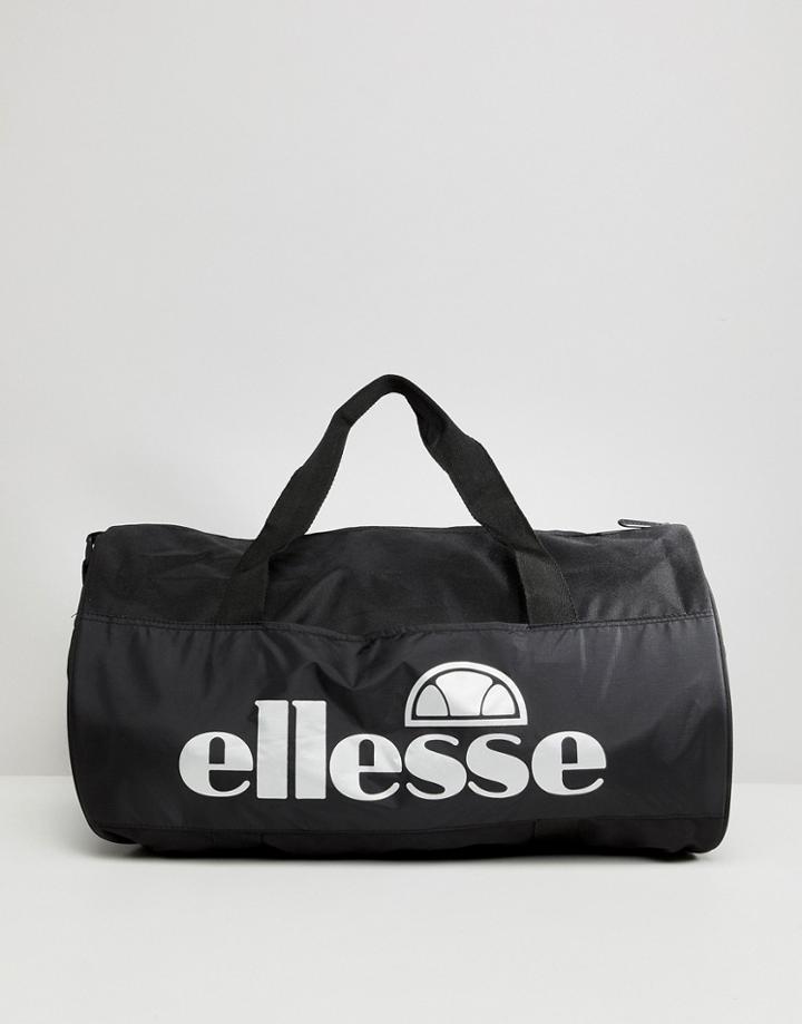 Ellesse Ayan Barrel Bag With Reflective Logo In Black - Black