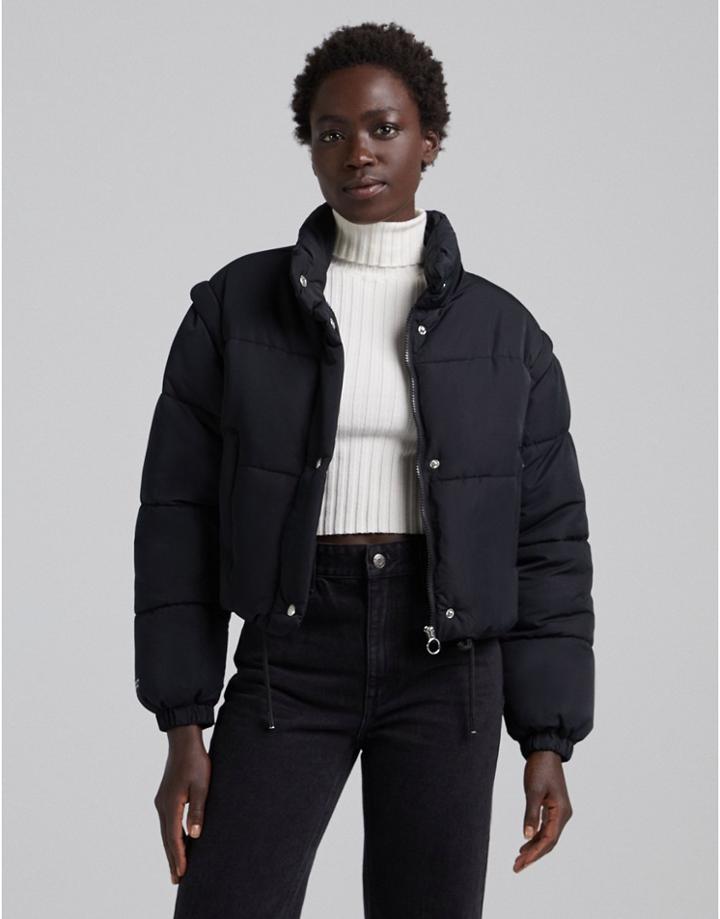 Bershka Oversized Padded Puffer In Black