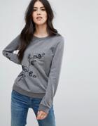 Vila Sweatshirt With Motif - Gray