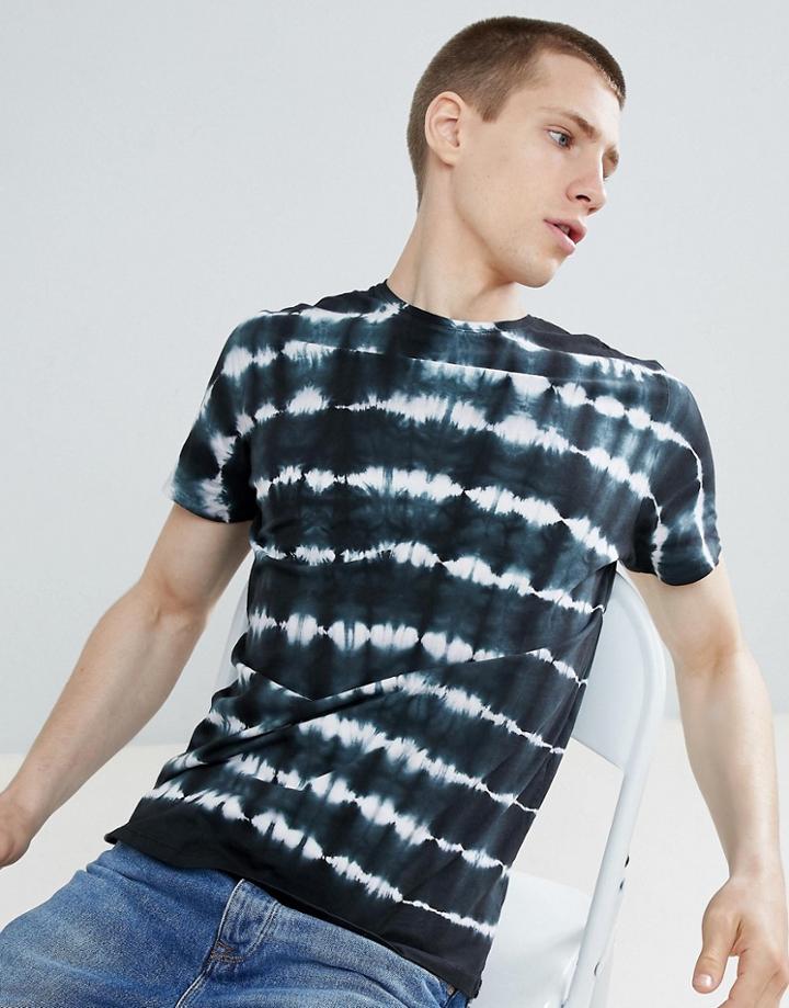 Stradivarius Tie Dye T-shirt In Black - Black