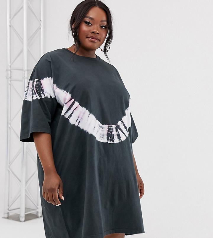 Asos Design Curve Tie Dye Oversize T Shirt Dress-multi