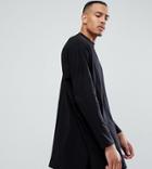 Asos Tall Extreme Oversized Long Sleeve T-shirt With Side Splits In Black - Black