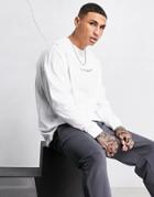Asos Dark Future Oversized Long Sleeve T-shirt In White With Chest Logo Print