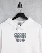 Crooked Tongues Hoodie With Peace Print In White