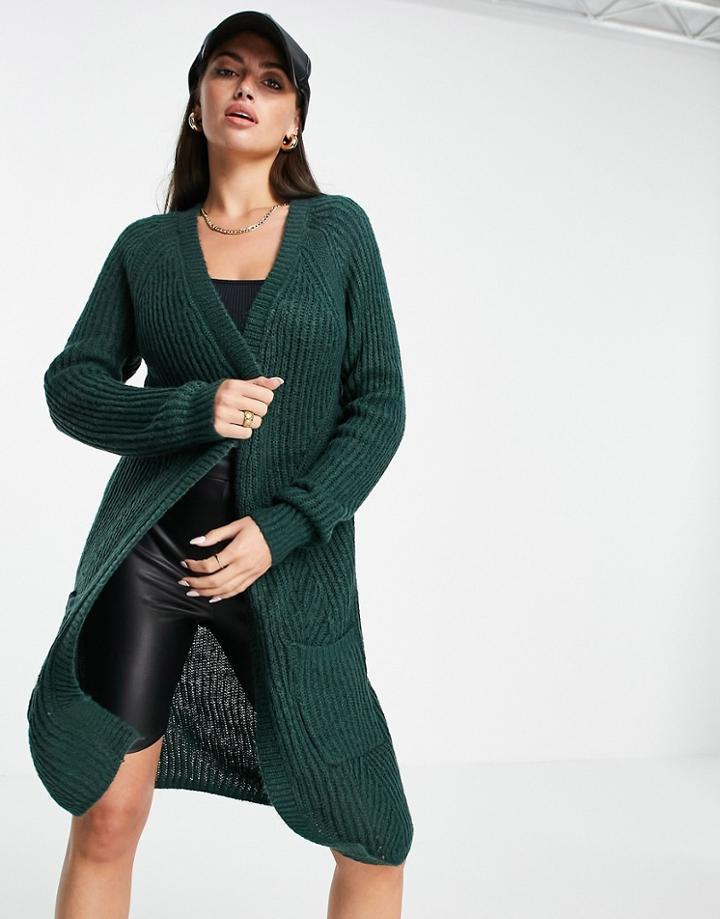 Only Bernice Long Sleeve Cardigan Knit In Green