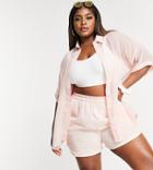 Heartbreak Plus Checked Oversized Shirt Set-orange