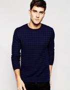 Asos Merino Wool Mix Muscle Fit Sweater - Navy