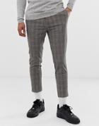 New Look Cropped Check Pants In Brown