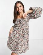 Urban Bliss Tie Front Dress With Print In Black