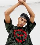 Asos Design X Laquan Smith Boxy Crop T-shirt In Camo Jacquard - Multi