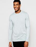 Asos Crew Neck Jumper In Light Blue Nep Cotton - Light Blue Nep