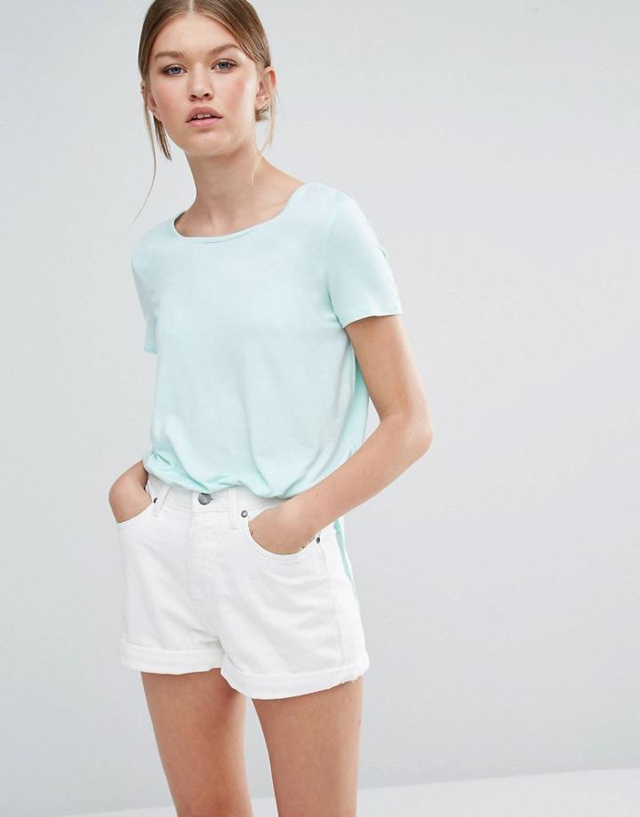 Vero Moda Long T-shirt With Side Splits - Blue