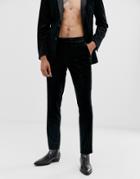 Asos Design Skinny Suit Pants In Glitter Velvet Stripe - Black