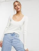 Vero Moda Knitted Top With V Neck In Cream-white