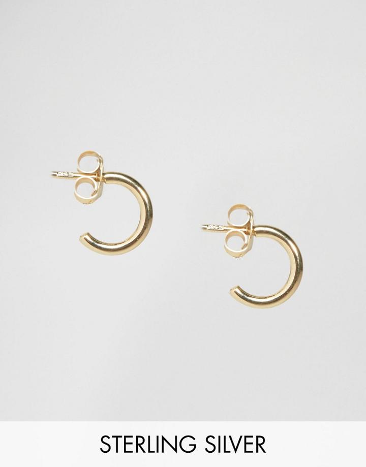 Asos Gold Plated Sterling Silver 10mm Hoop Earrings - Gold