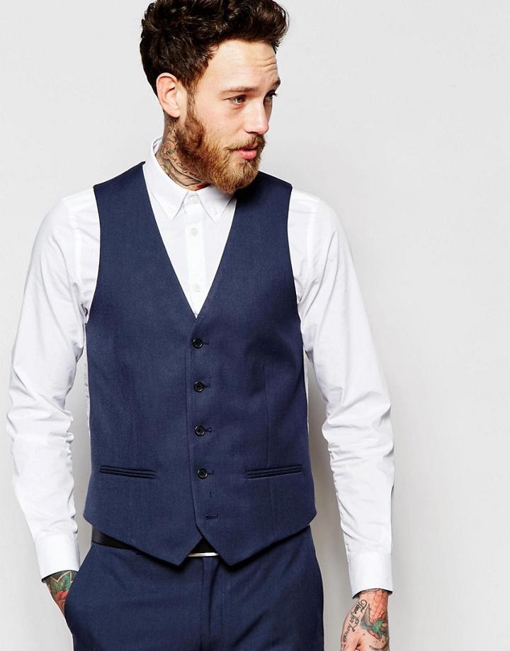 New Look Suit Vest In Navy - Navy