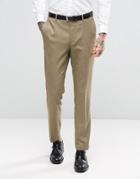 Asos Wedding Skinny Suit Pant In Taupe Twist Micro Texture - Beige