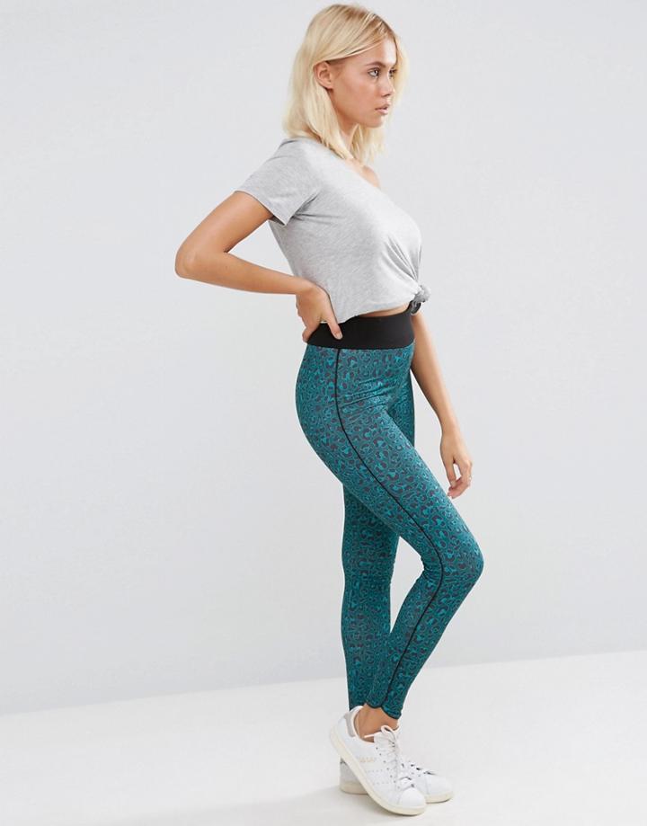 Asos Leopard Leggings With Contrast Binding - Multi