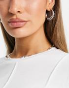Asos Design Hoop Earring In Wire Wrap Design In Silver Tone
