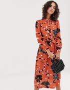 Selected Femme Midaxi Shirt Dress In Abstract Print - Multi