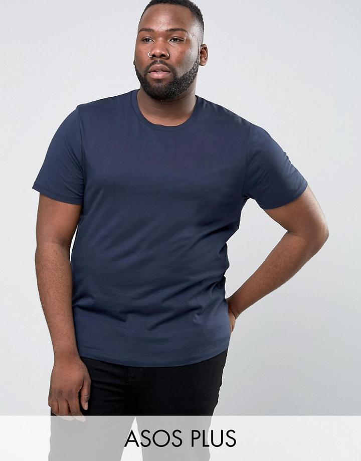 Asos Plus T-shirt In Navy - Blue