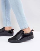 Hugo By Hugo Boss Casual Shine Leather Sneakers In Black - Black