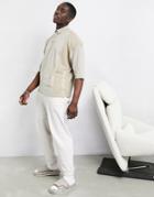 Asos Dark Future Oversized Short Sleeved Polo Shirt In Tuffet Brown With Colorblock Pique Panels