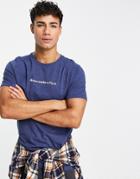 Abercombie & Fitch Logo T-shirt In Navy