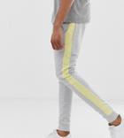 Asos Design Tall Skinny Sweatpants With Side Stripe In Gray - Gray