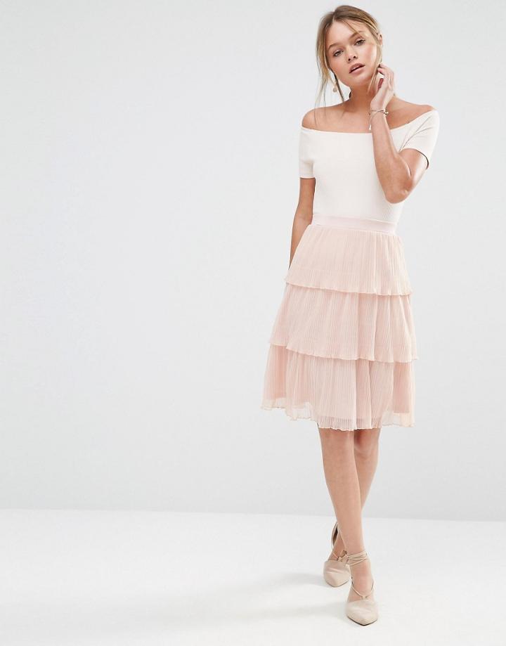 Oasis Mesh Tiered Skirt - Pink