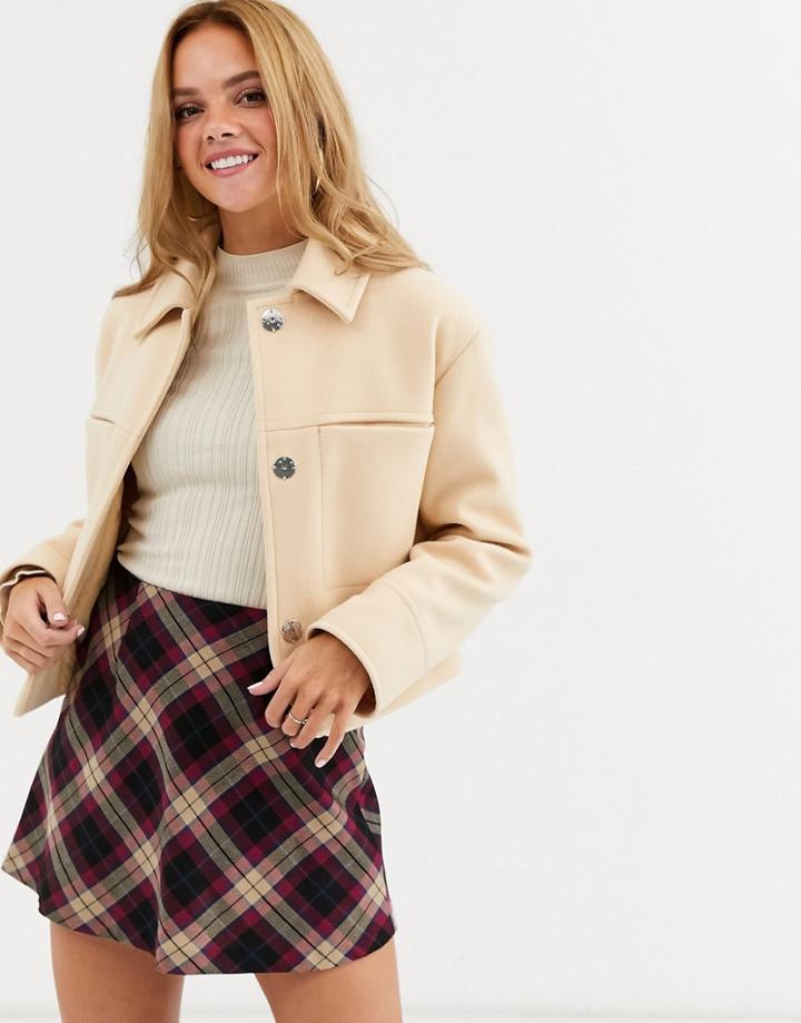 Miss Selfridge Trucker Jacket In Camel-beige
