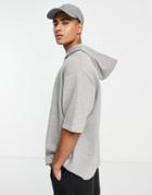 Asos Design Oversized Short Sleeve Hoodie In Gray Marl