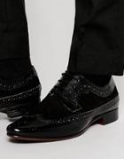 Asos Brogue Shoes In Black Leather And Suede Mix - Black
