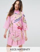 Asos Maternity Embroidered Tunic Shift Dress - Pink