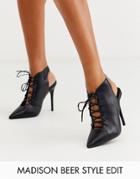 Asos Design Proud Lace Up High Heeled Shoe Boots In Black