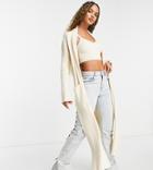 Asyou Knitted Maxi Cardigan In Cream-multi