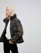 Blend She Caia Camo Padded Jacket - Green