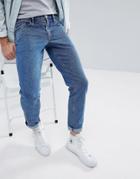 Asos Slim Jeans In Flat Mid Wash - Blue