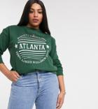 Daisy Street Plus Relaxed Sweatshirt With Atlanta Print-green