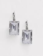 Asos Design Earrings With Square Crystal Drop In Silver Tone