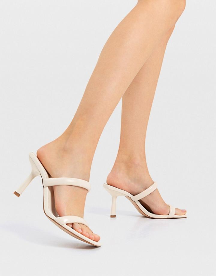 Stradivarius Minimal Strappy Mule In Ecru-white