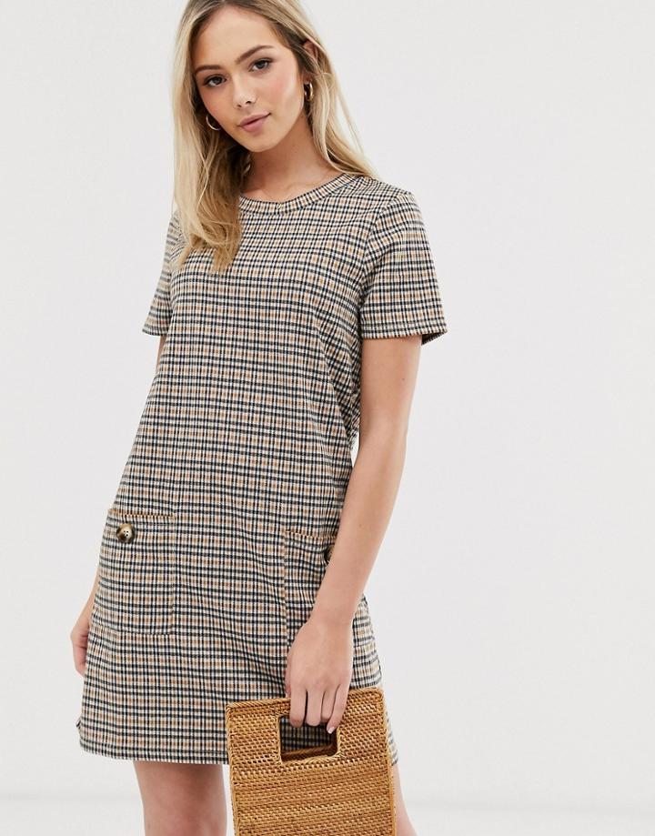Brave Soul Baylea Shift Dress In Check-multi