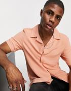 Bolongaro Trevor Crepe Slim Fit Revere Collar Short Sleeve Shirt-pink