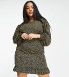 Daisy Street Plus Long Sleeve Fitted Mini Dress In Ditsy Floral-multi