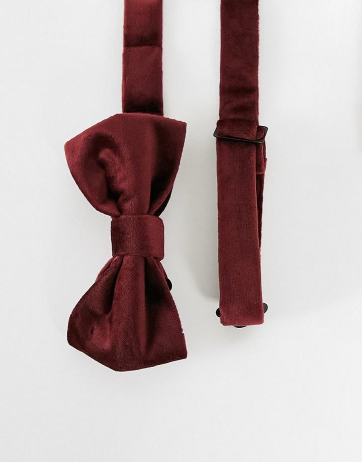 Gianni Feraud Plain Velvet Bow Tie In Bright Red