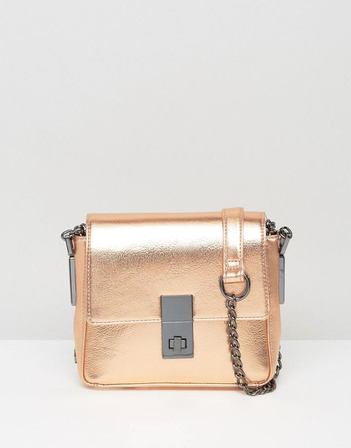 Faith Metallic Twist Lock Mini Crossbody Bag - Gold